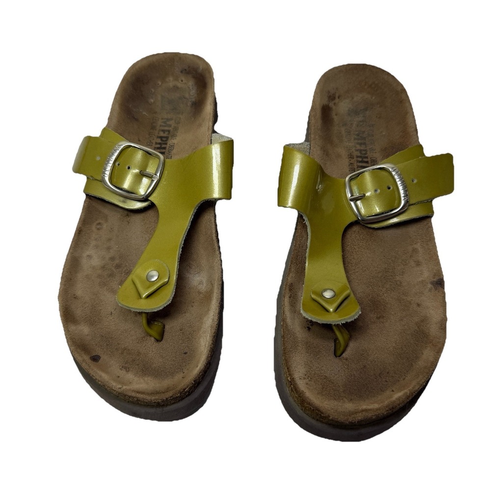 Mephisto Women's Thong Toe Sandals Green Size‎ 6.5 US /37 France Leather Shine